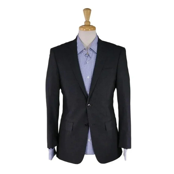 John Varvatos USA Gray/Black Woven 2-Btn Blazer Jacket 36R